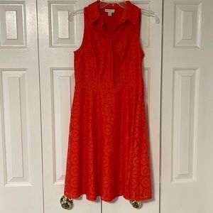 Orange collared sleeveless dress